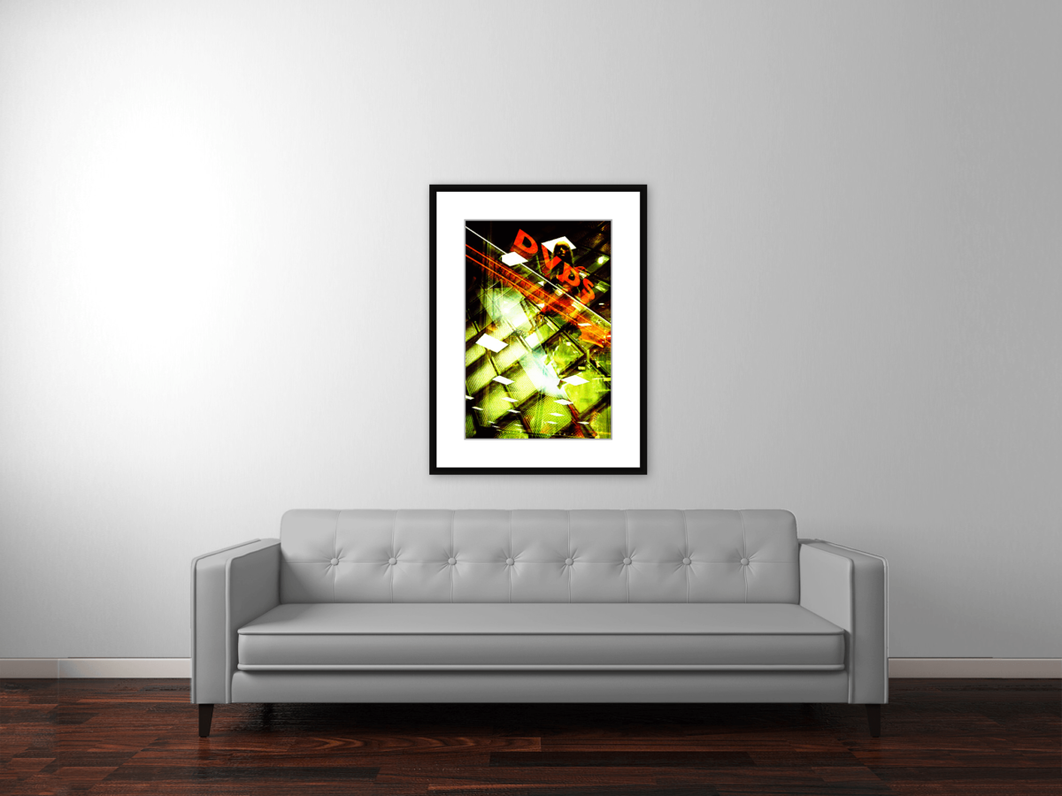 "DVDs" Framed Photography Print Above Couch