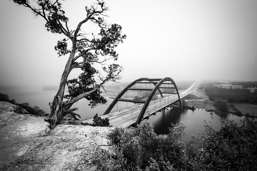 The Pennybacker Bridge Facing the Fog - Austin TX