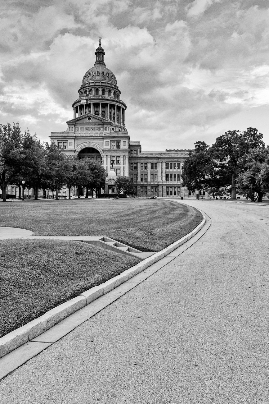 Texas State Capitol Building South - Black and White Photo